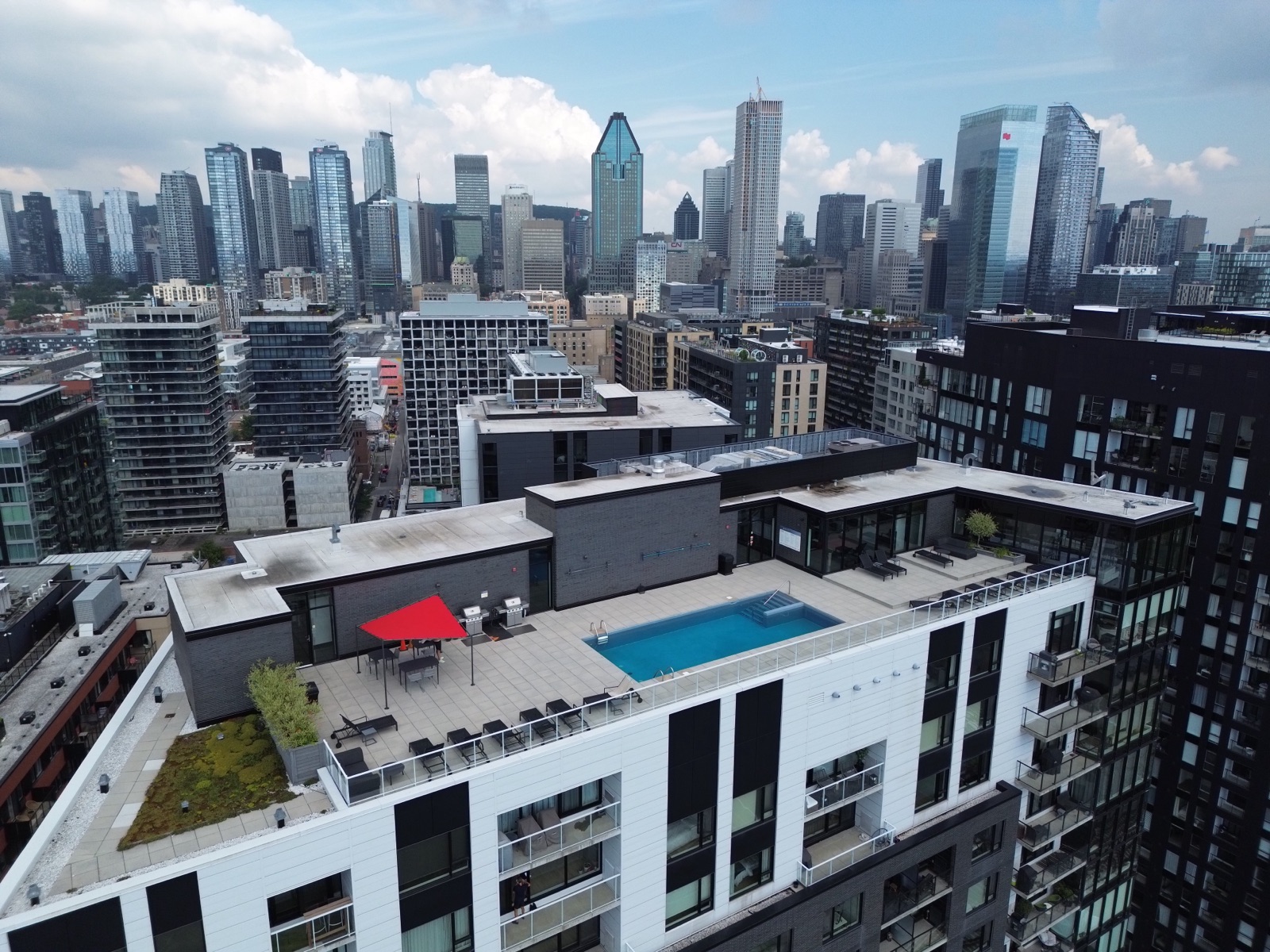 Aerial drone view of real estate listing