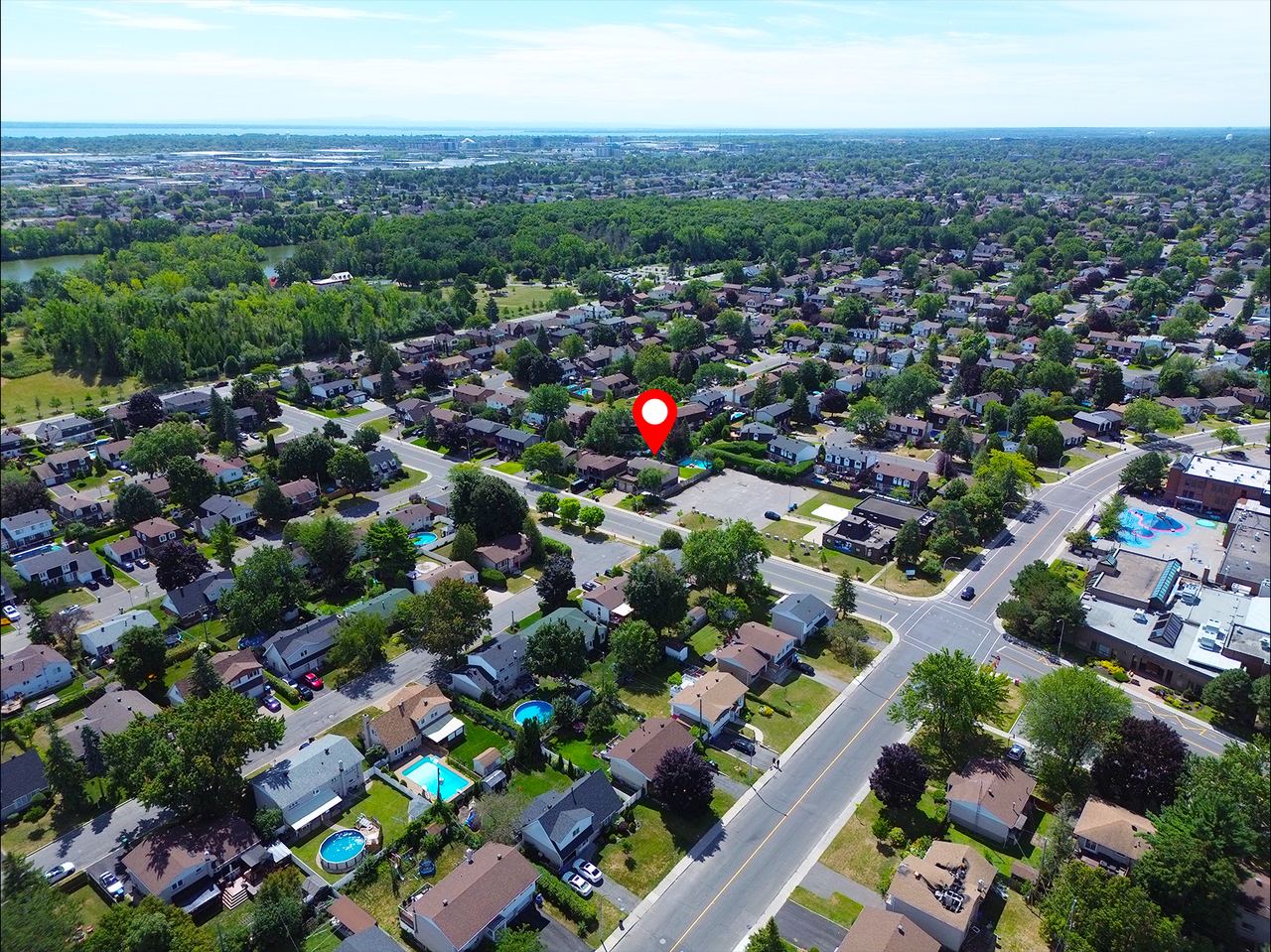 Drone aerial, neighbourhood, by SharpShot Media